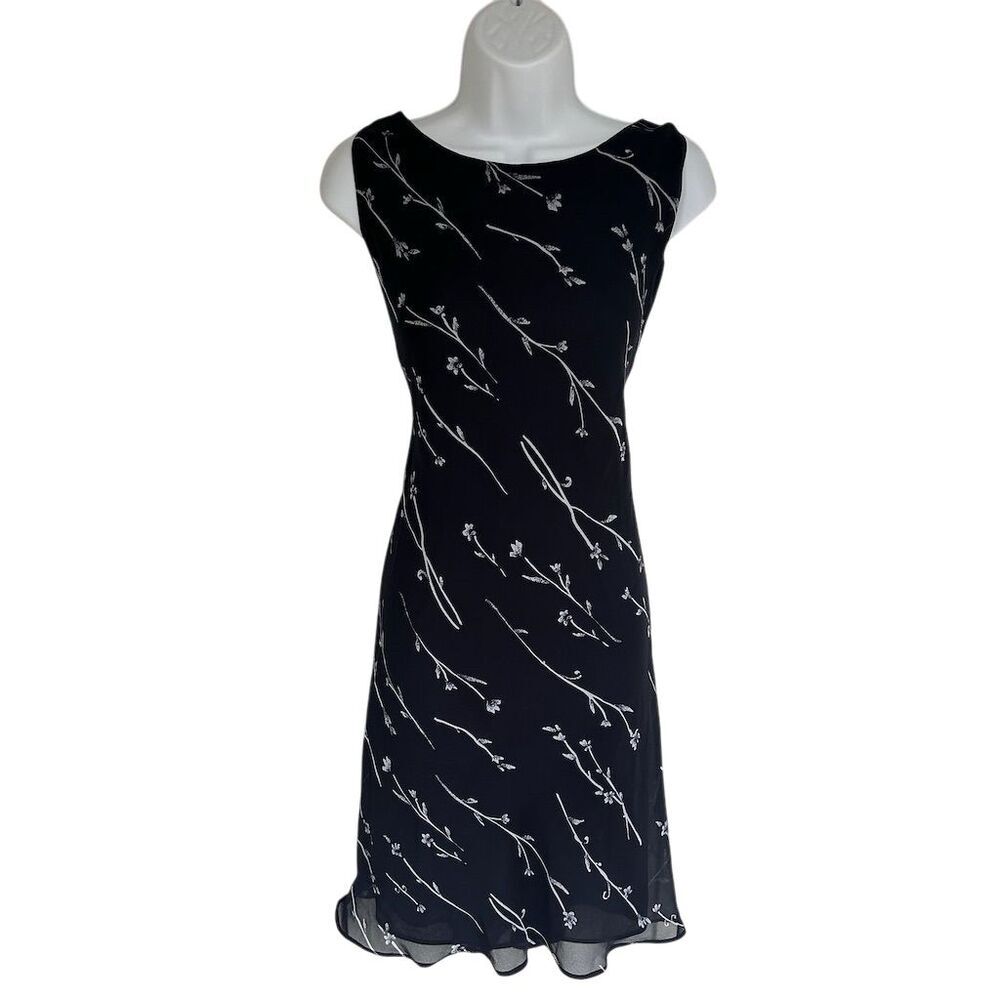 Ronni Nicole Women's Size 8 Black & White Floral Sleeveless Dress